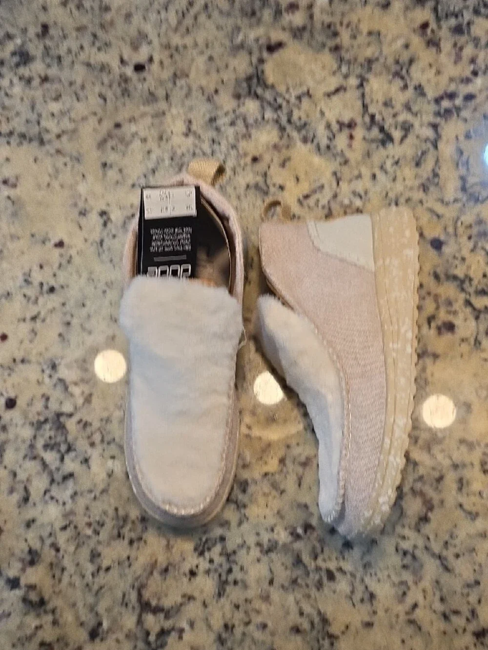 Hey Dude Women's Light Pink Faux-Fur Slip-On Booties - NWOB